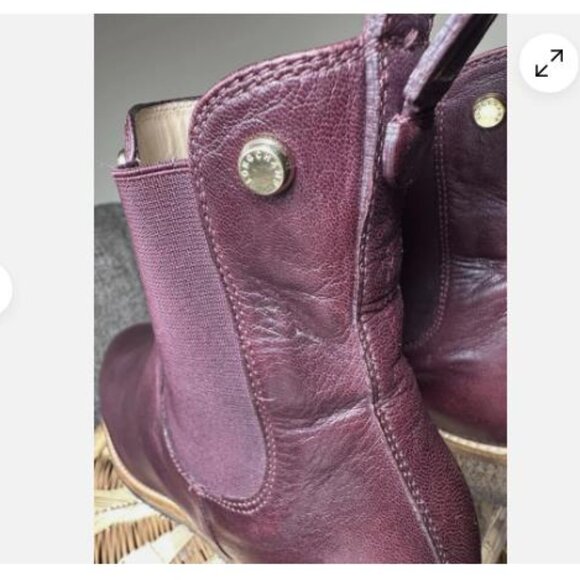 Longchamp Women’s Burgundy Leather Ankle Boots Booties Crepe Sole Sz 38 Luxury - Picture 4 of 5